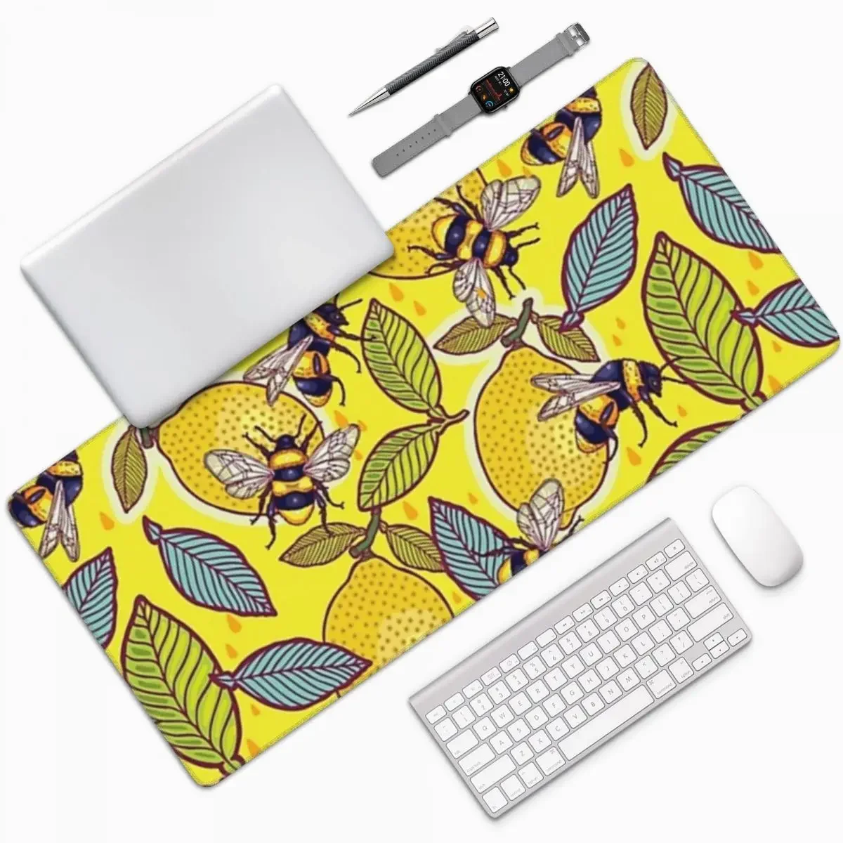 Yellow Laptop Accessories - Amarelo limão e abelha jardim grande
